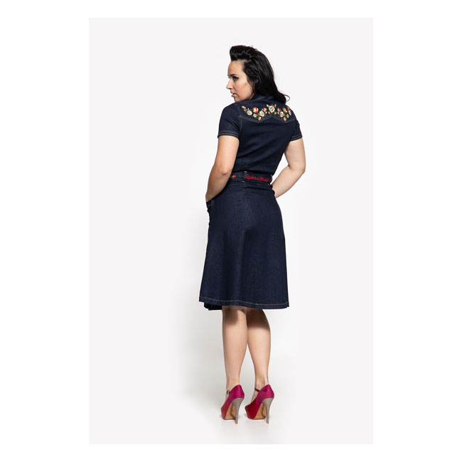 Queen Kerosin Swing Denim kjole mørkeblå