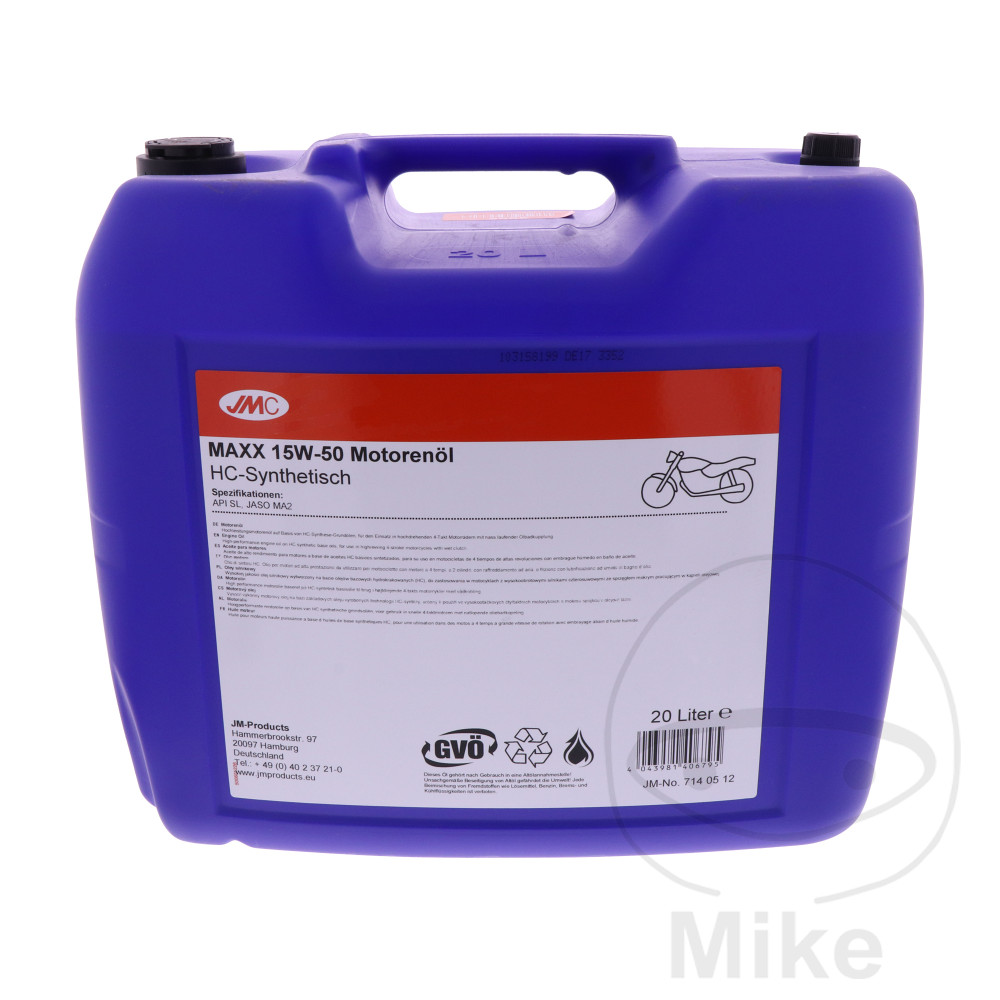 MOTOROLIE   15W50 4-STROKE 20L JMCMAXX SEMI-SYTHETIC ALTN 7140089