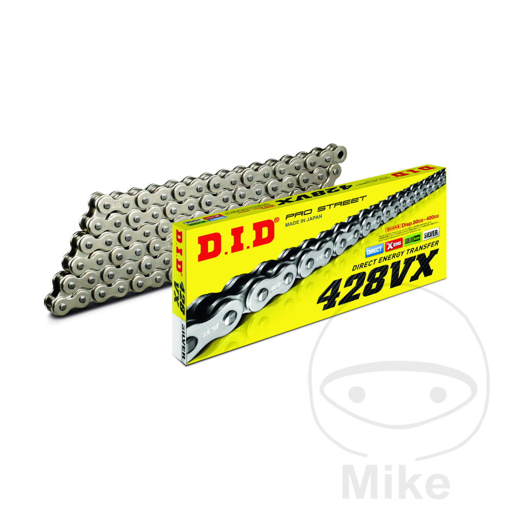 DID X-RING CHAIN SILVER/SILVER 428VX/140Åben kæde med clipslås