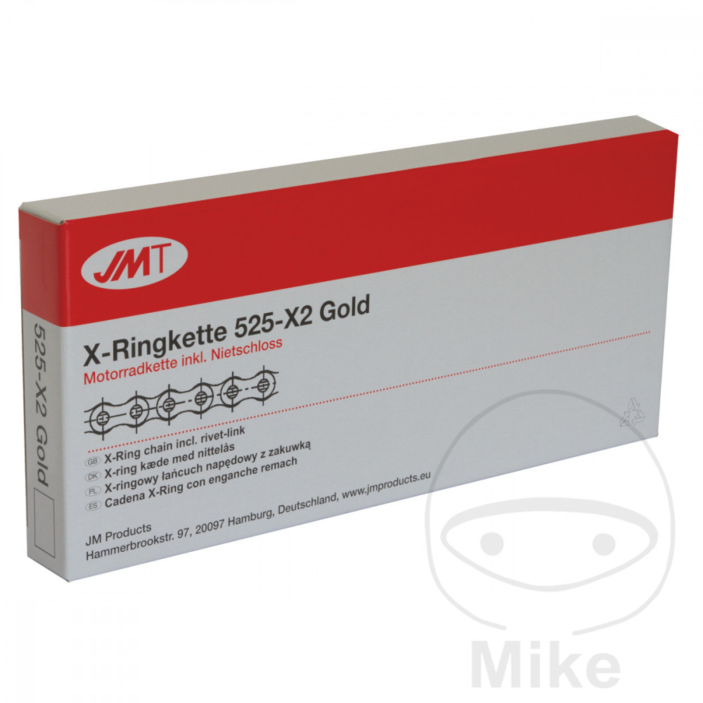 JMT X-RING 525X2 GOLD 124åben kæde med NITTE-LED  