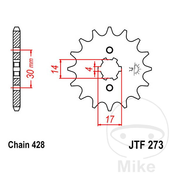 FORTANDHJUL 16 STR. 428LARGE SPLINE 4  INDVENDIG DIAMETER 14/17
