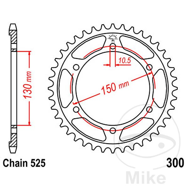 BAGTANDHJUL 43STR. 525 INDVENDIG DIAMETER 130 BOLT AFSTAND 150