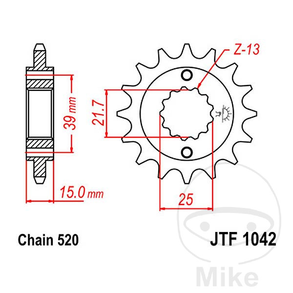 FORTANDHJUL 15 STR. 520NARROW SPLINE  INDVENDIG DIAMETER 21.4/25