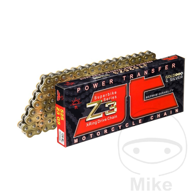 JT X-RING kæde guld/sølv 525Z3/106åben kæde med NITTE-LED  