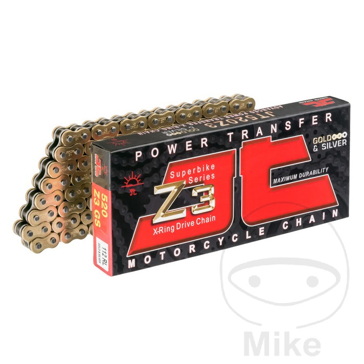 JT X-RING kæde guld/sølv 520Z3/114åben kæde med NITTE-LED  